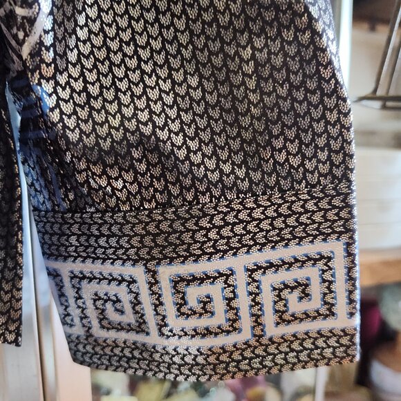 VARSARI BLUE SILVER GREEK KEY MAN'S DRESS SHIRT - Picture 5 of 12